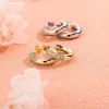 Micro-inlaid zircon earrings, geometric C-shaped rings, simple earrings with smooth stitching Specification image